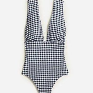 NWT J.Crew v-neck swimsuit in navy gingham